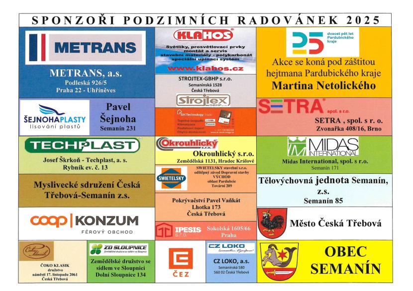 PODZIMNÍ RADOVÁNKY - Sponzoři