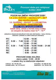Provozní doba bazén KVĚTEN